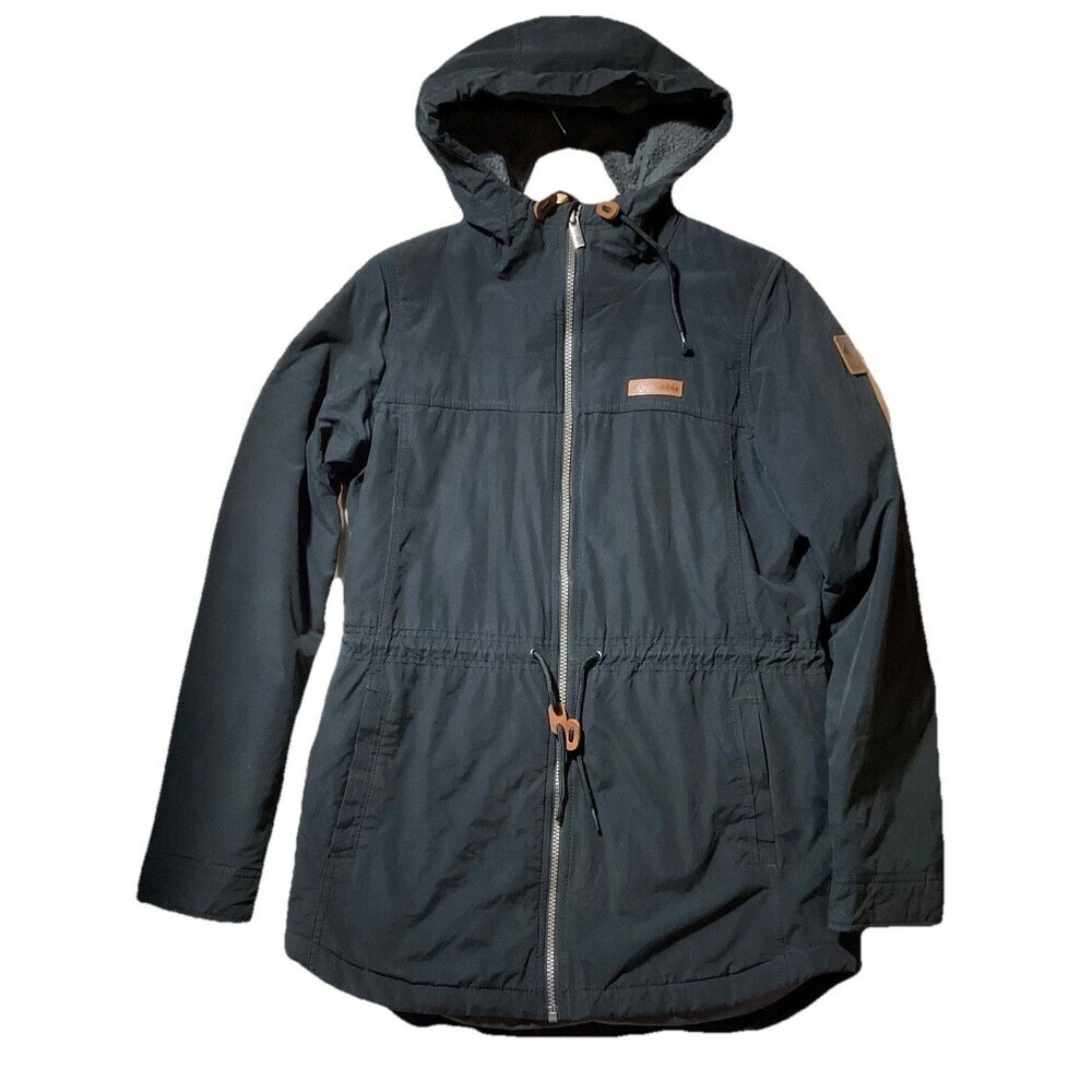 Columbia Women’s XS Black Hooded Jacket Sherpa Lined Zip Front Casual Coat